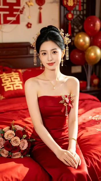 新娘婚房婚庆图片提示词