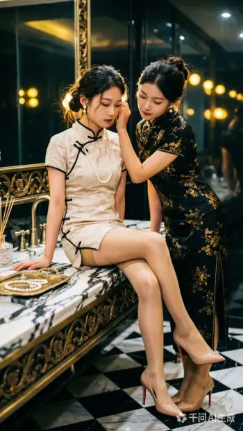 旗袍百合闺蜜图片提示词
