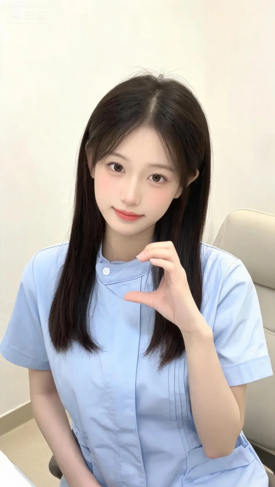 护士小姐姐比心图片