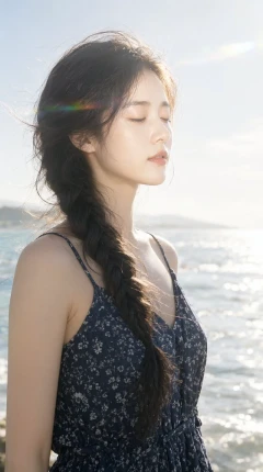 海边女生写真提示词