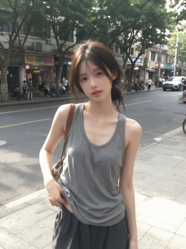 女生街上抓拍照片