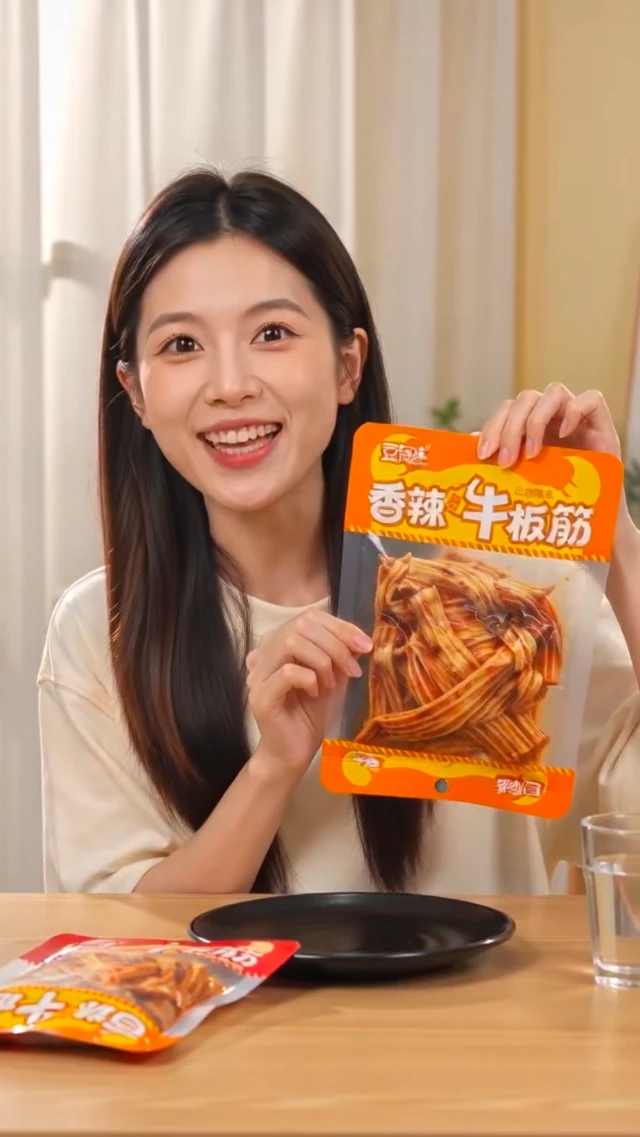 女生零食带货辣条文案视频