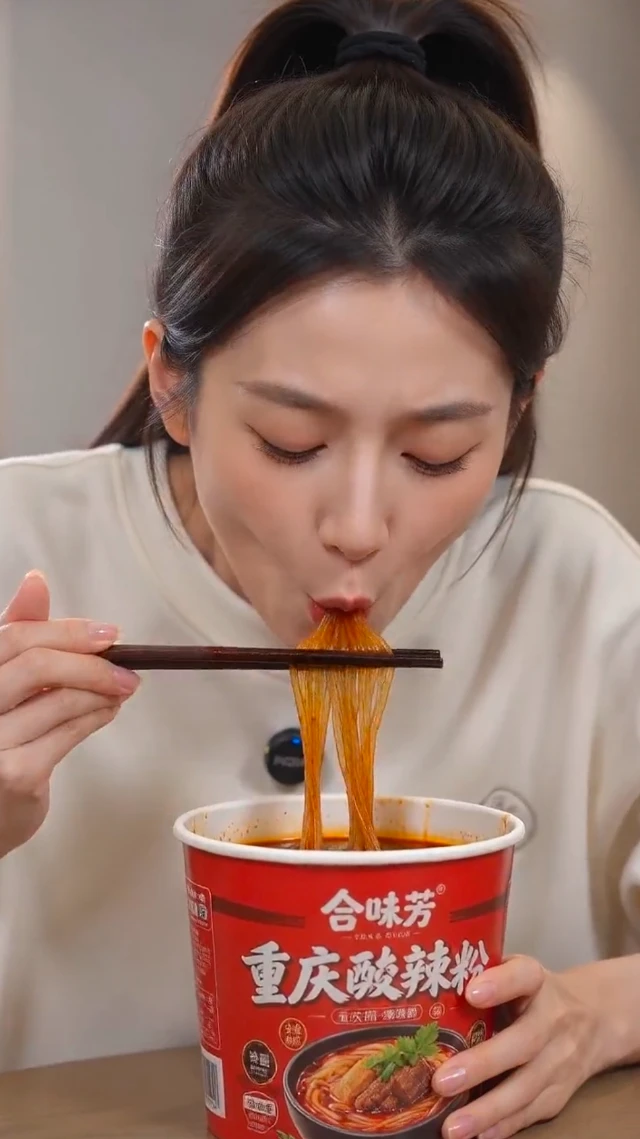 女生零食带货吃播视频