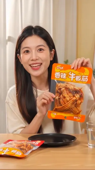 女生零食带货辣条文案视频